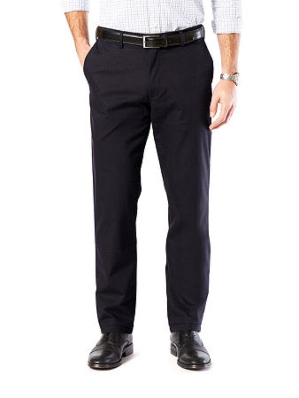 DOCKERS Mens Straight Fit Signature Lux Cotton Stretch Khaki Pant Navy   NWT